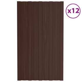 Panel para tejado acero galvanizado marrón 12 unidades 80x45 cm de vidaXL, Techo - Ref: Foro24-317205, Precio: 58,99 €, Descu...