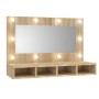 Mueble con espejo y luces LED color roble Sonoma 90x31,5x62 cm de vidaXL, Tocadores de baño - Ref: Foro24-808894, Precio: 62,...