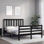 Estructura de cama con cabecero madera maciza negro 140x190 cm de vidaXL, Camas y somieres - Ref: Foro24-3193775, Precio: 168...