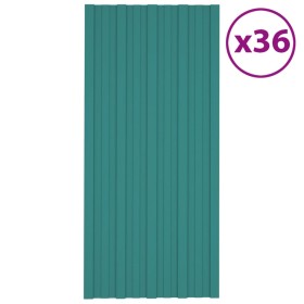 Panel para tejado acero galvanizado verde 36 unidades 100x45 cm de vidaXL, Techo - Ref: Foro24-317212, Precio: 139,99 €, Desc...