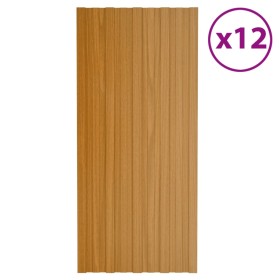 Holzfarbenes Dachpaneel aus verzinktem Stahl, 12 Einheiten, 100 x 45 cm von vidaXL, Decke - Ref: Foro24-317219, Preis: 68,99 ...