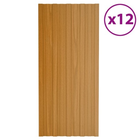 Wood-colored galvanized steel roof panel 12 units 100x45 cm by vidaXL, Ceiling - Ref: Foro24-317219, Price: 78,96 €, Discount: %