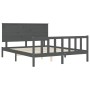 Estructura de cama con cabecero madera maciza gris 160x200 cm de vidaXL, Camas y somieres - Ref: Foro24-3193413, Precio: 165,...