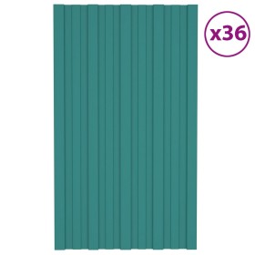 Panel para tejado acero galvanizado verde 36 unidades 80x45 cm de vidaXL, Techo - Ref: Foro24-317200, Precio: 113,00 €, Descu...