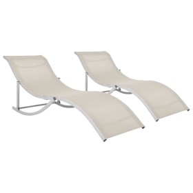 Folding sun loungers 2 units cream textilene by vidaXL, Loungers - Ref: Foro24-47785, Price: 227,48 €, Discount: %