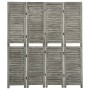 Biombo de 4 paneles de madera maciza gris 143x166 cm de vidaXL, Divisores de ambientes - Ref: Foro24-338575, Precio: 108,66 €...