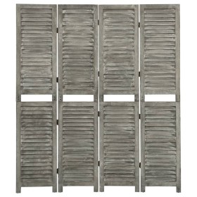 Gray solid wood 4-panel screen 143x166 cm by vidaXL, Room dividers - Ref: Foro24-338575, Price: 80,14 €, Discount: %