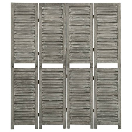 Biombo de 4 paneles de madera maciza gris 143x166 cm de vidaXL, Divisores de ambientes - Ref: Foro24-338575, Precio: 108,66 €...