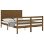 Estructura cama y cabecero madera maciza marrón miel 120x200 cm de vidaXL, Camas y somieres - Ref: Foro24-3194634, Precio: 14...