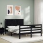 Estructura de cama con cabecero madera maciza negro 140x190 cm de vidaXL, Camas y somieres - Ref: Foro24-3194750, Precio: 178...