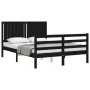 Estructura de cama con cabecero madera maciza negro 140x190 cm de vidaXL, Camas y somieres - Ref: Foro24-3194750, Precio: 178...