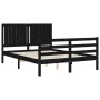 Estructura de cama con cabecero madera maciza negro 140x190 cm de vidaXL, Camas y somieres - Ref: Foro24-3194750, Precio: 178...