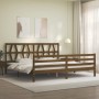 Estructura cama y cabecero madera maciza marrón miel 200x200 cm de vidaXL, Camas y somieres - Ref: Foro24-3194399, Precio: 16...