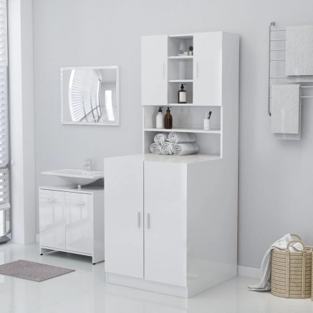 Glossy white washing machine cabinet 71x71.5x91.5 cm by vidaXL, Accessories for washing machines and dryers - Ref: Foro24-808...