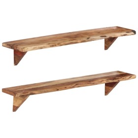 Wall shelves 2 units solid acacia wood 110x20x18 cm by vidaXL, Shelves and shelves - Ref: Foro24-337824, Price: 98,43 €, Disc...