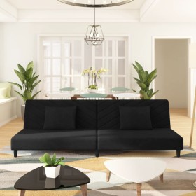 2-seater sofa bed with two black velvet pillows by vidaXL, Sofas - Ref: Foro24-337623, Price: 220,35 €, Discount: %