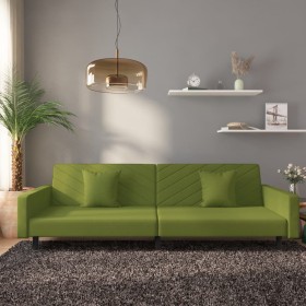 Sofá cama de 2 plazas con dos almohadas terciopelo verde claro de vidaXL, Sofás - Ref: Foro24-337631, Precio: 202,30 €, Descu...