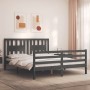 Double bed frame with gray solid wood headboard by vidaXL, Beds and slatted bases - Ref: Foro24-3194578, Price: 157,81 €, Dis...