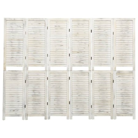 6-panel solid wood aged white screen 215x166 cm by vidaXL, Room dividers - Ref: Foro24-338573, Price: 157,43 €, Discount: %