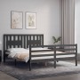 Double bed frame with gray solid wood headboard by vidaXL, Beds and slatted bases - Ref: Foro24-3194578, Price: 157,99 €, Dis...