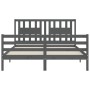 Double bed frame with gray solid wood headboard by vidaXL, Beds and slatted bases - Ref: Foro24-3194578, Price: 157,99 €, Dis...