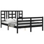 Estructura de cama con cabecero madera maciza negro 140x190 cm de vidaXL, Camas y somieres - Ref: Foro24-3193905, Precio: 155...