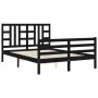 Estructura de cama con cabecero madera maciza negro 140x190 cm de vidaXL, Camas y somieres - Ref: Foro24-3193905, Precio: 155...