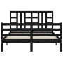 Estructura de cama con cabecero madera maciza negro 140x190 cm de vidaXL, Camas y somieres - Ref: Foro24-3193905, Precio: 155...