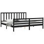 Bed frame with black solid wood headboard 200x200 cm by vidaXL, Beds and slatted bases - Ref: Foro24-3193880, Price: 161,99 €...