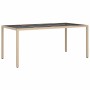 Gartentisch aus gehärtetem Glas, beige, synthetisches Rattan, 190 x 90 x 75 cm von vidaXL, Gartentische - Ref: Foro24-316717,...