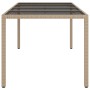 Mesa jardín vidrio templado ratán sintético beige 190x90x75 cm de vidaXL, Mesas de jardín - Ref: Foro24-316717, Precio: 136,9...