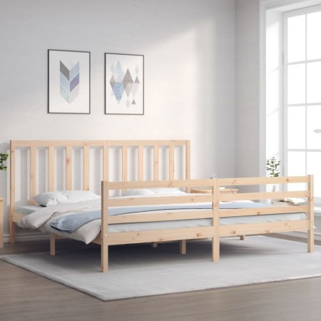 Estructura de cama con cabecero madera maciza 200x200 cm de vidaXL, Camas y somieres - Ref: Foro24-3193811, Precio: 139,89 €,...