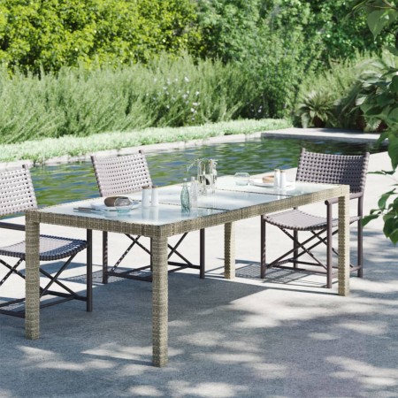 Garden table with tempered glass and synthetic rattan in gray, 190x90x75 cm. by vidaXL, Garden tables - Ref: Foro24-316714, P...