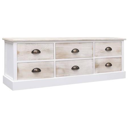 Mueble de TV madera paulownia blanco y marrón claro 108x30x40cm de vidaXL, Muebles TV - Ref: Foro24-338530, Precio: 144,73 €,...