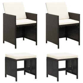 Garden chair and stool set 4 pieces black PE rattan by vidaXL, Garden chairs - Ref: Foro24-316751, Price: 164,99 €, Discount: %