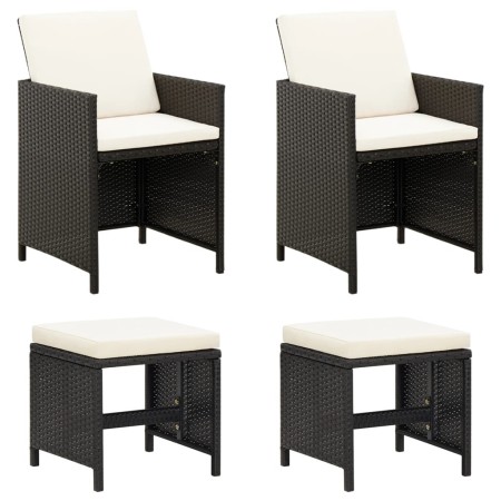 Garden chair and stool set 4 pieces black PE rattan by vidaXL, Garden chairs - Ref: Foro24-316751, Price: 164,11 €, Discount: %