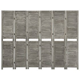 Biombo de 6 paneles de madera maciza gris 214x166 cm de vidaXL, Divisores de ambientes - Ref: Foro24-338577, Precio: 122,99 €...