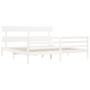 White solid wood bed frame with headboard 200x200 cm by vidaXL, Beds and slatted bases - Ref: Foro24-3195112, Price: 150,02 €...