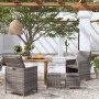 Conjunto de silla de jardín y taburete 4 piezas ratán PE gris de vidaXL, Sillas de jardín - Ref: Foro24-316753, Precio: 281,4...