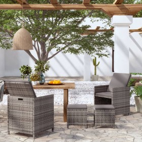 Conjunto de silla de jardín y taburete 4 piezas ratán PE gris de vidaXL, Sillas de jardín - Ref: Foro24-316753, Precio: 282,9...