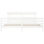 White solid wood bed frame with headboard 200x200 cm by vidaXL, Beds and slatted bases - Ref: Foro24-3195112, Price: 150,02 €...