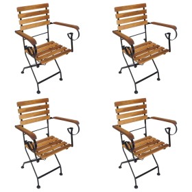 Folding garden chairs 4 pcs solid acacia wood and steel by vidaXL, Garden chairs - Ref: Foro24-316834, Price: 376,99 €, Disco...