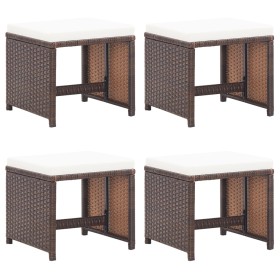 Garden stools 4 units with brown synthetic rattan cushions by vidaXL, Garden chairs - Ref: Foro24-316778, Price: 83,96 €, Dis...