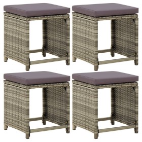 Garden stools 4 units and gray synthetic rattan cushions by vidaXL, Garden chairs - Ref: Foro24-316873, Price: 144,29 €, Disc...