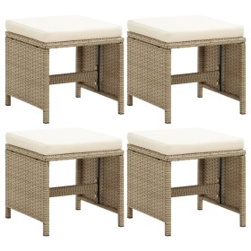 Gartenhocker 4 Einheiten und beige synthetische Rattankissen von vidaXL, Gartenstühle - Ref: Foro24-316779, Preis: 135,99 €, ...