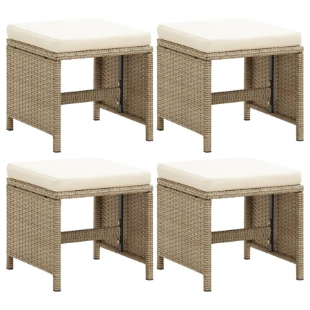 Gartenhocker 4 Einheiten und beige synthetische Rattankissen von vidaXL, Gartenstühle - Ref: Foro24-316779, Preis: 135,48 €, ...