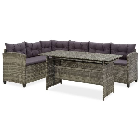 Set de muebles de jardín 2 pzas y cojines ratán sintético gris de vidaXL, Conjuntos de jardín - Ref: Foro24-316871, Precio: 7...