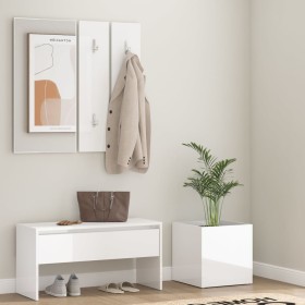 Glossy white plywood hall furniture set by vidaXL, Wardrobes - Ref: Foro24-3082059, Price: 109,41 €, Discount: %