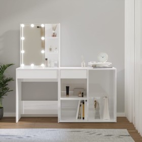 Dressing table with LED and glossy white plywood cabinet by vidaXL, Bedroom Dressers - Ref: Foro24-3082023, Price: 169,90 €, ...