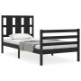 Estructura de cama con cabecero madera maciza negro 100x200 cm de vidaXL, Camas y somieres - Ref: Foro24-3194110, Precio: 126...